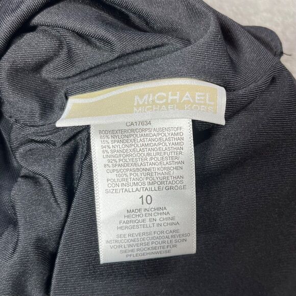 Michael Kors Swimsuit Size 10 Black One-Shoulder Ruched Stylish‎ Asymmetrical - Picture 6 of 7